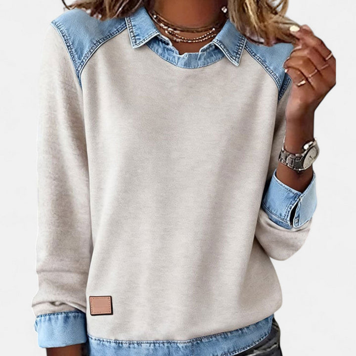 Soraya™ | Denim Trim Casual Sweater