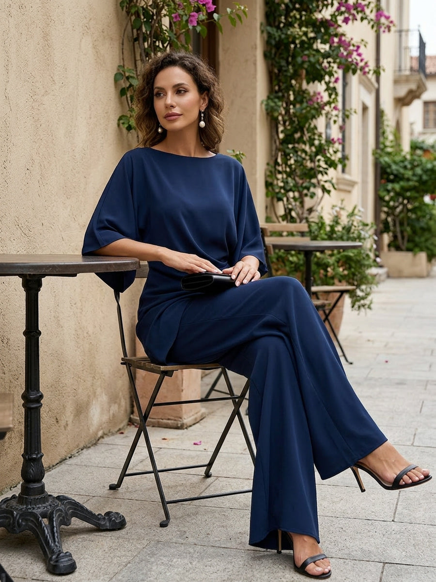 Lucretia™ | Elegant Draped Wide Leg Set