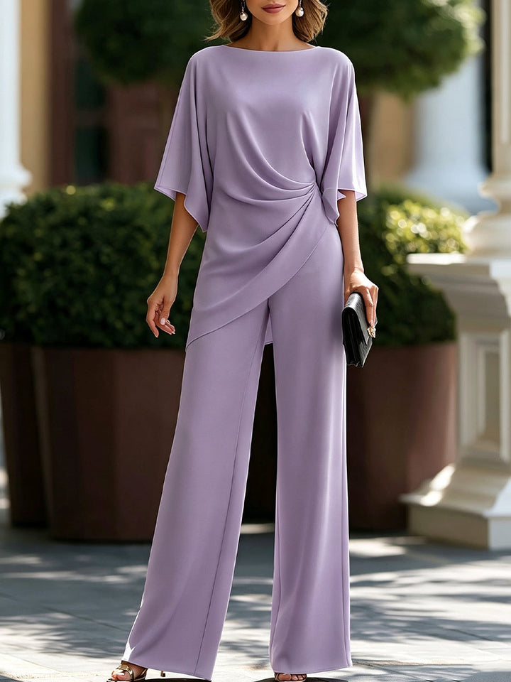 Lucretia™ | Elegant Draped Wide Leg Set