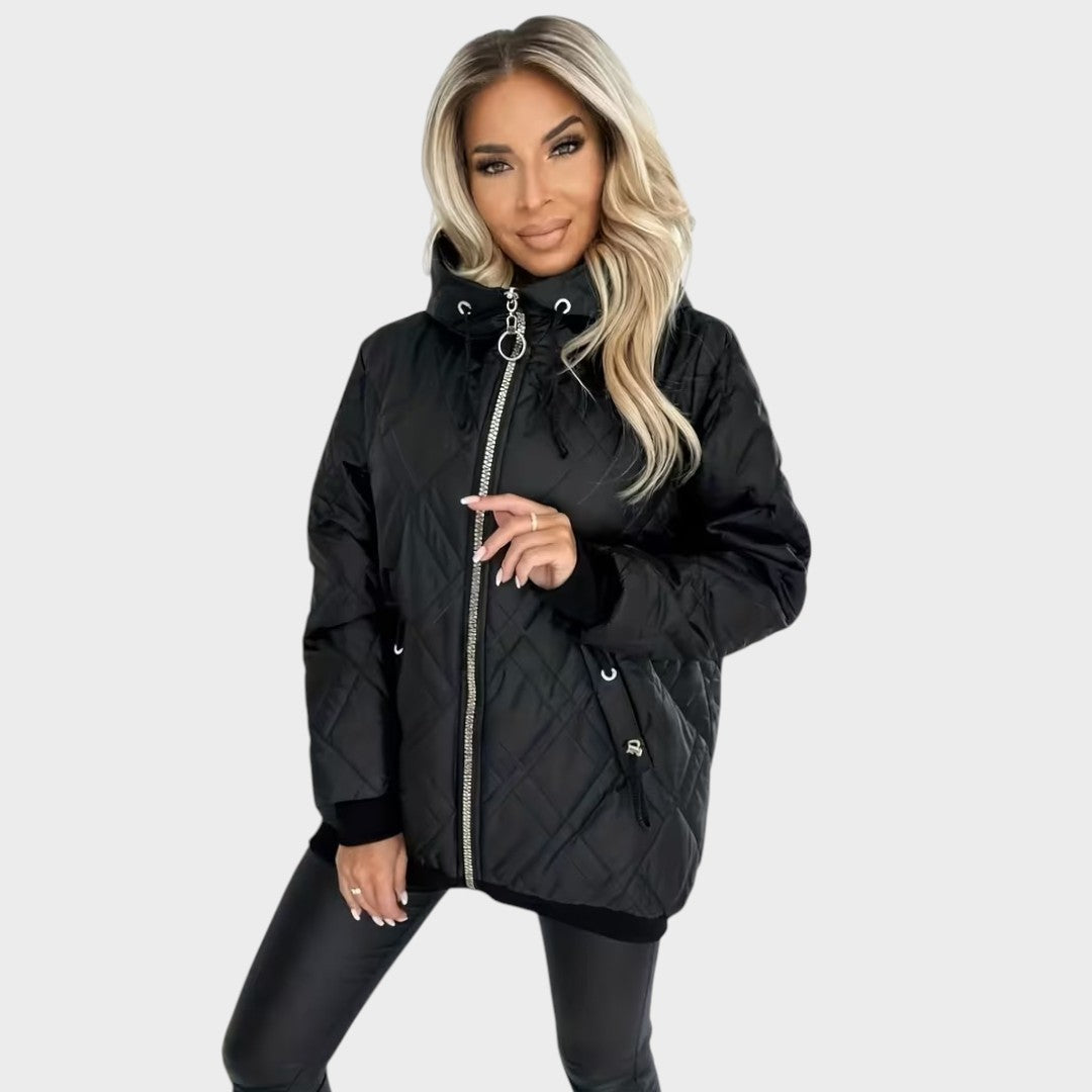 Marilyn™ | Quilted Hooded Zip Front Jacket