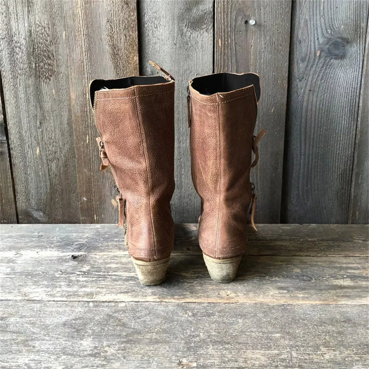 Giana™ | Vintage Double Zip Mid Calf Boot