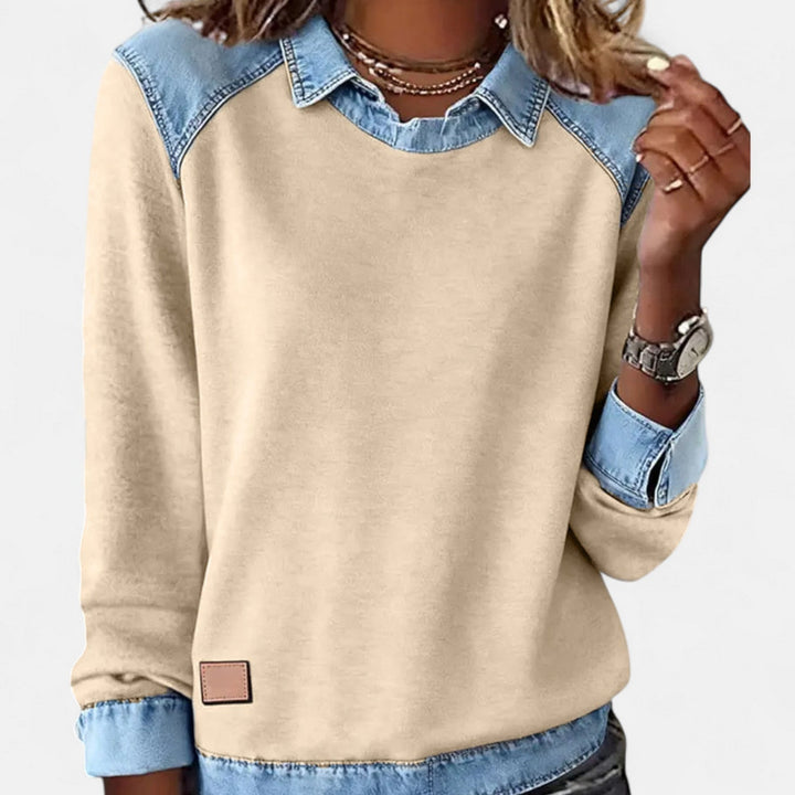 Soraya™ | Denim Trim Casual Sweater