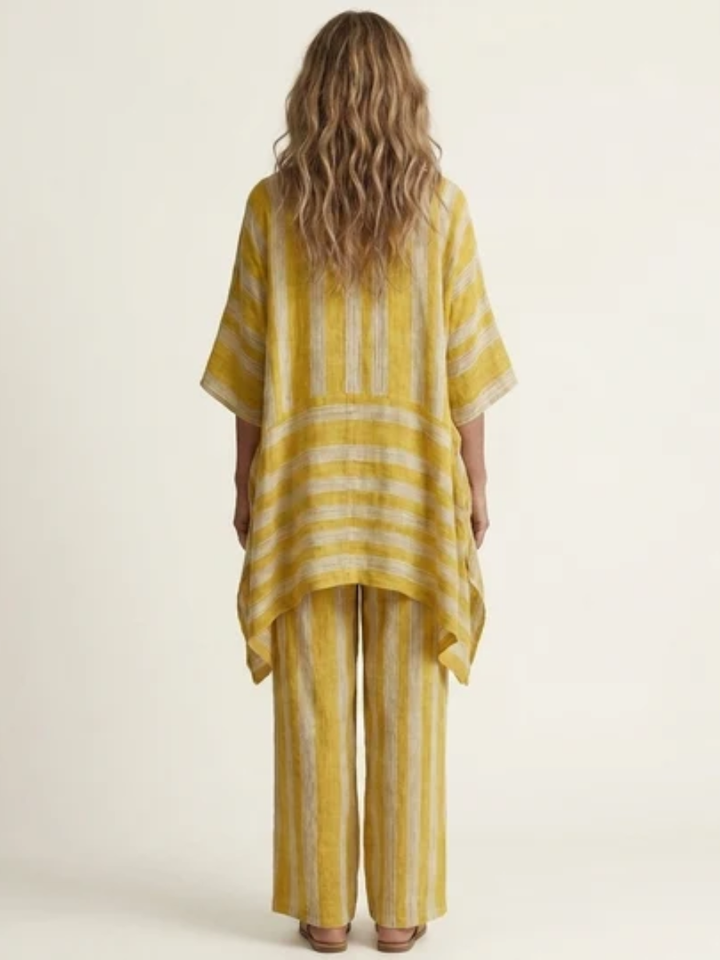 Kiara™ | Two-Piece Striped Cotton-Linen Blend Set