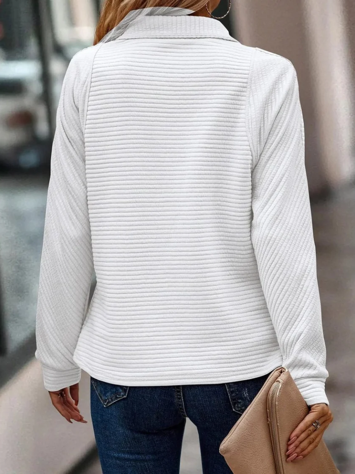 Camila | Women's Quarter-Zip Ribbed Pullover Sweater Stand Collar