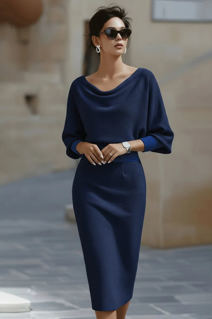 Lydia | Draped Batwing-Sleeve Dress for Women