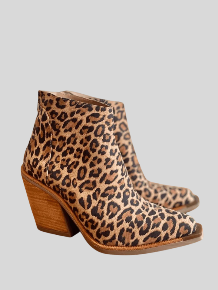 Charlotte™ | Ankle-Height Block Heel and Panther Print