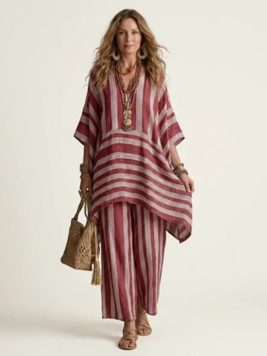 Kiara™ | Two-Piece Striped Cotton-Linen Blend Set