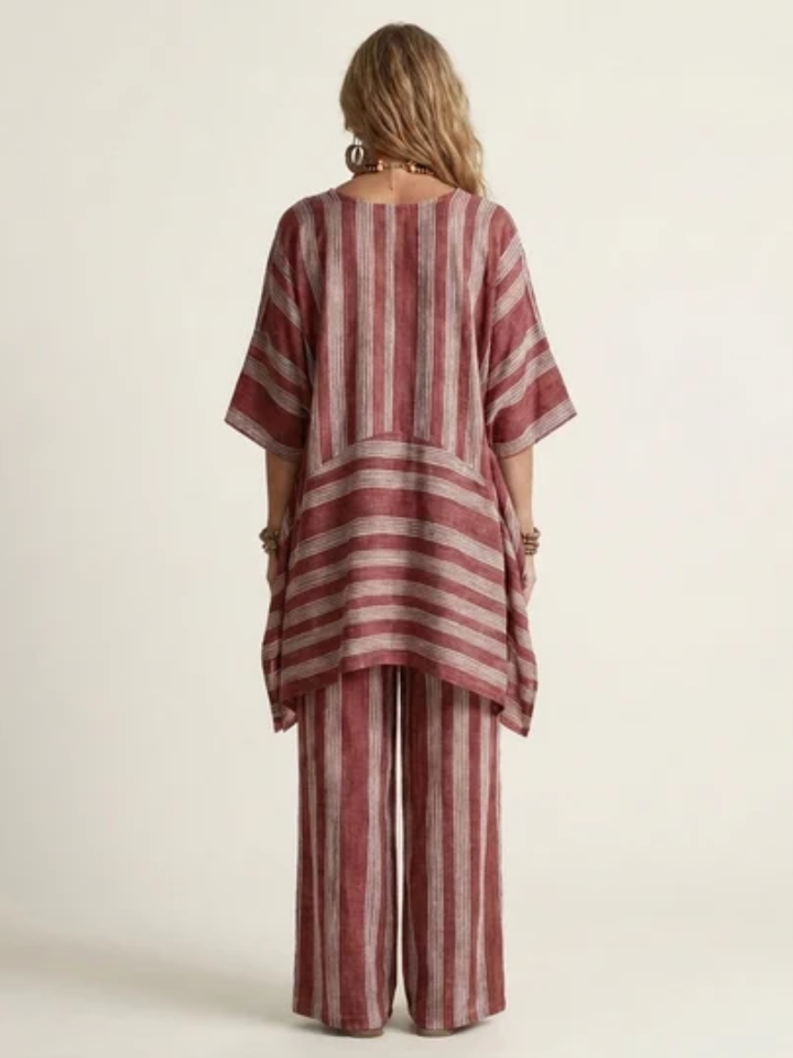 Kiara™ | Two-Piece Striped Cotton-Linen Blend Set