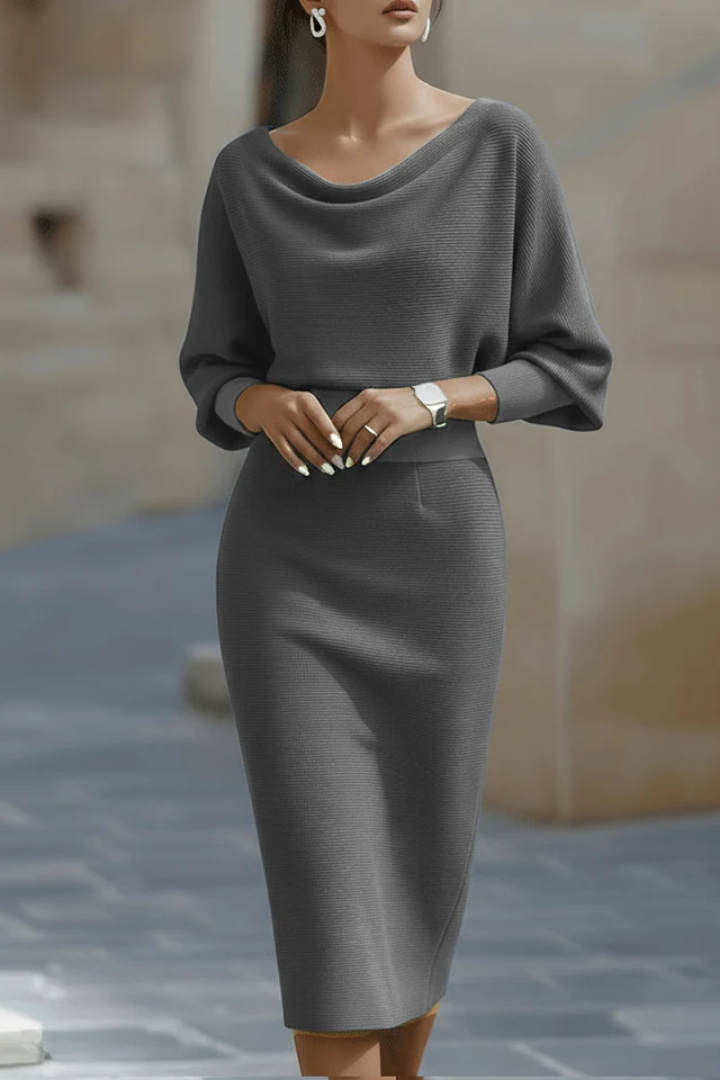 Lydia | Draped Batwing-Sleeve Dress for Women