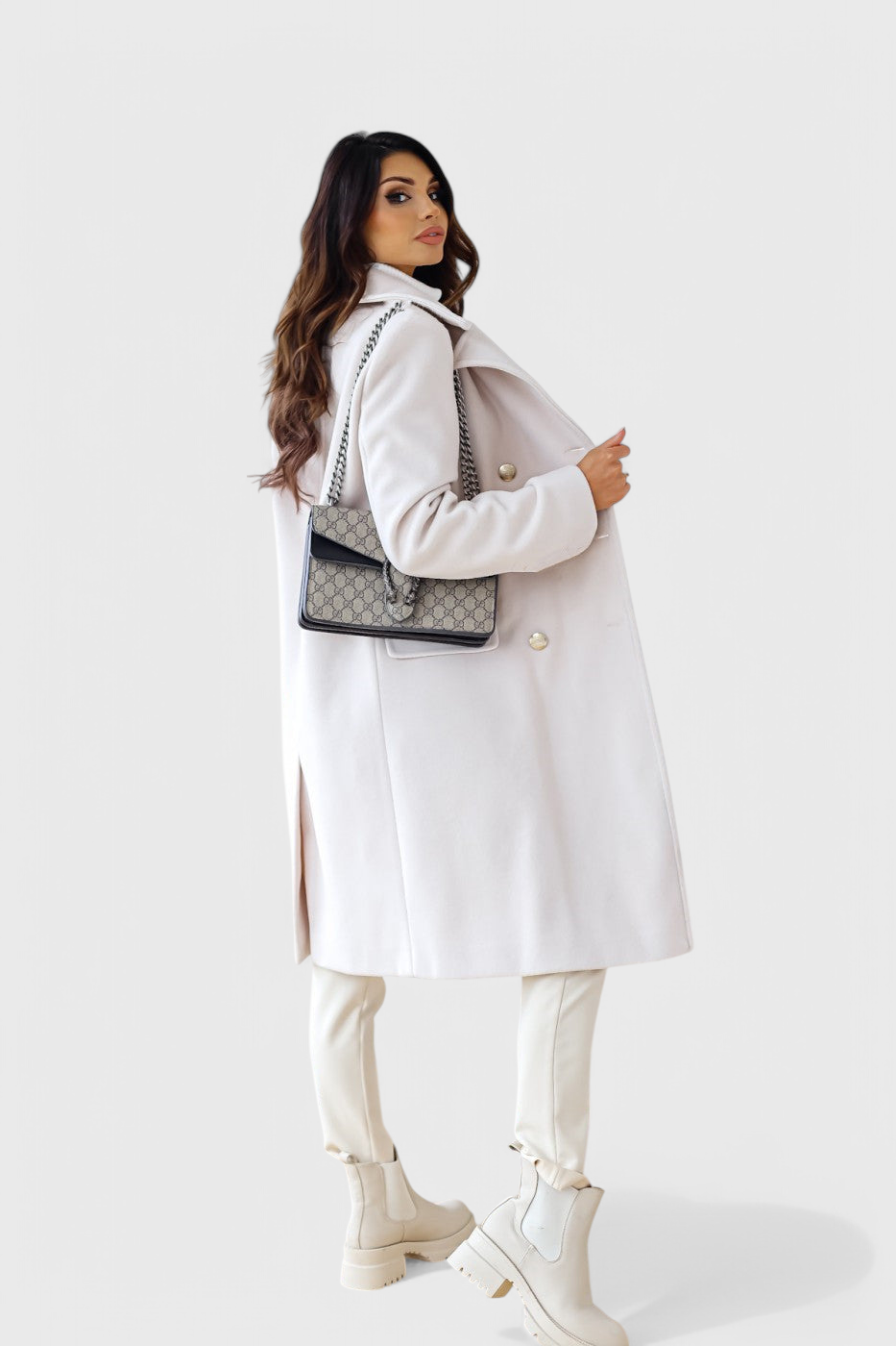 Yara Fitted Double-Breasted Wool Coat