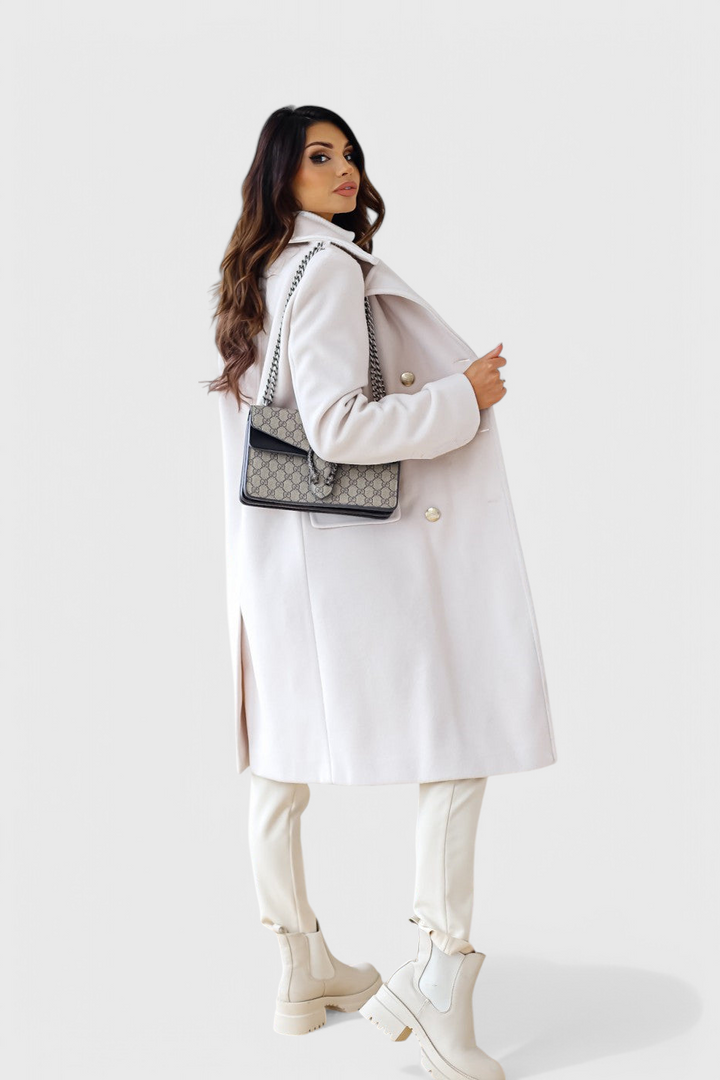 Yara Fitted Double-Breasted Wool Coat