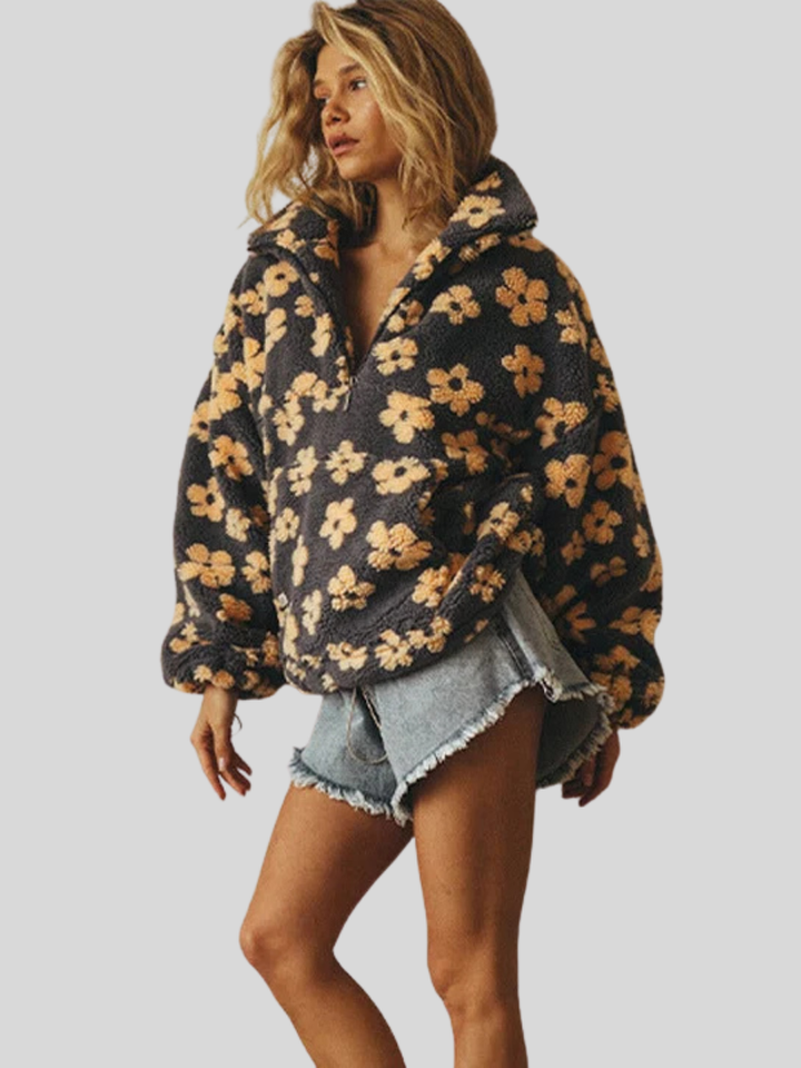 Women’s Sweater | Floral Quarter Zip