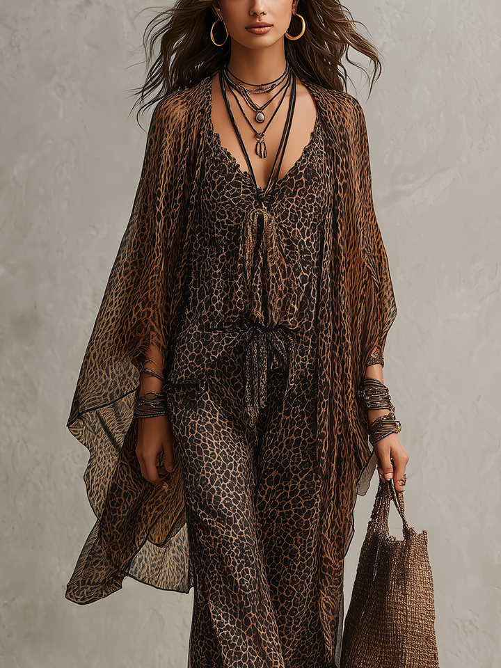 Clarisa | Vintage Leopard Print Three Piece Set