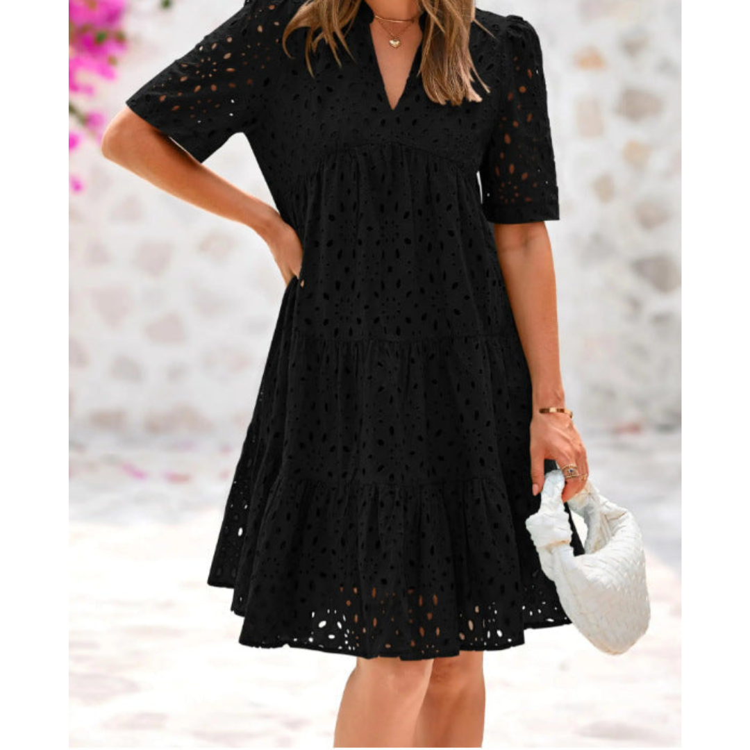 Paige™ | Eyelet Tiered Short Sleeve Dress
