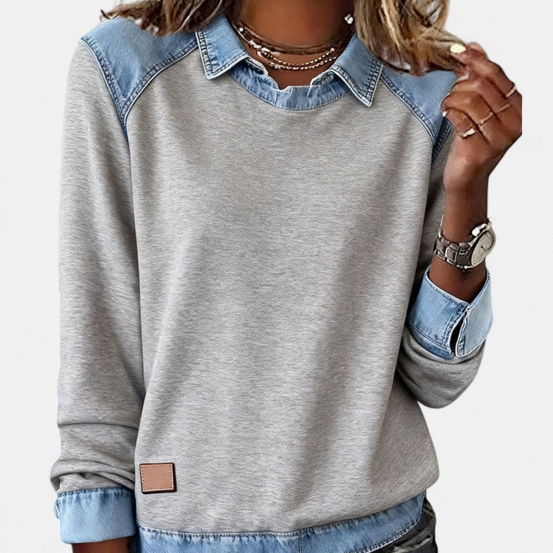 Soraya™ | Denim Trim Casual Sweater