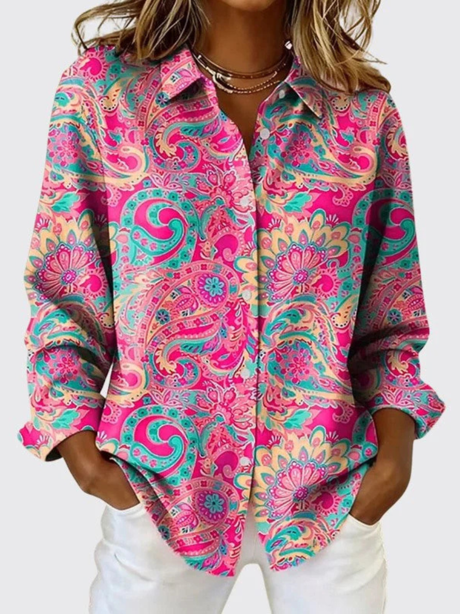 Joanna™ | Paisley Print Button-Up Blouse