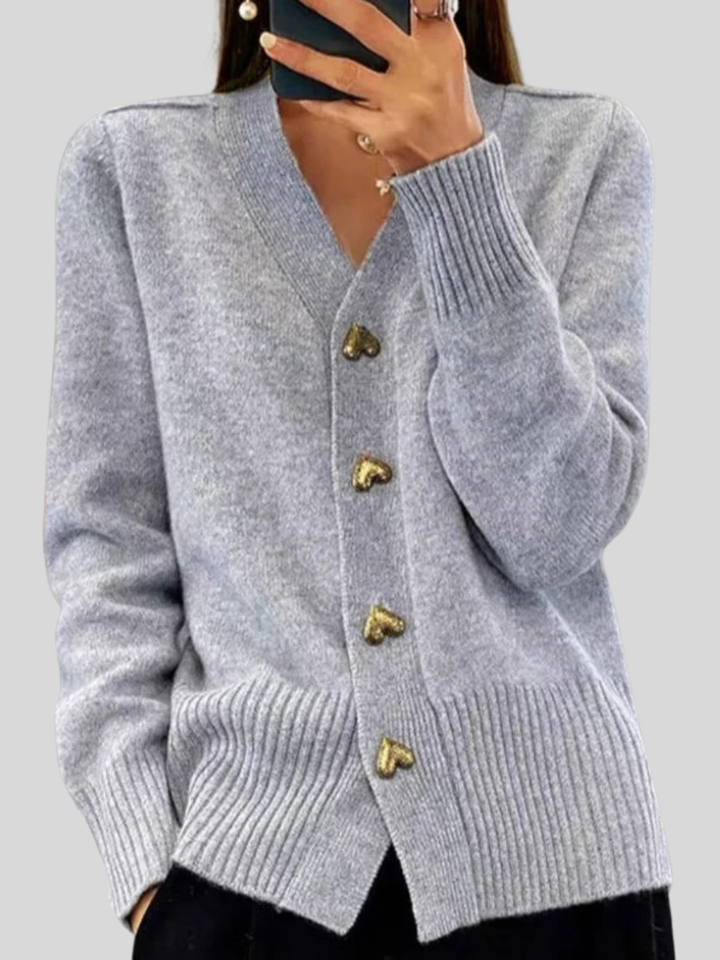 Michaela | Women's V-Neck Button-Front Cardigan