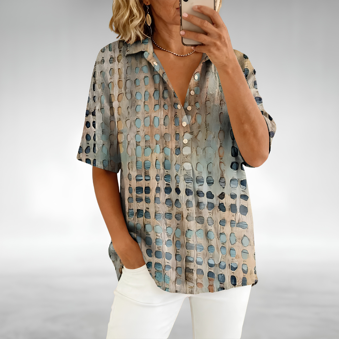 Melody™ | Abstract Print Button Front Blouse