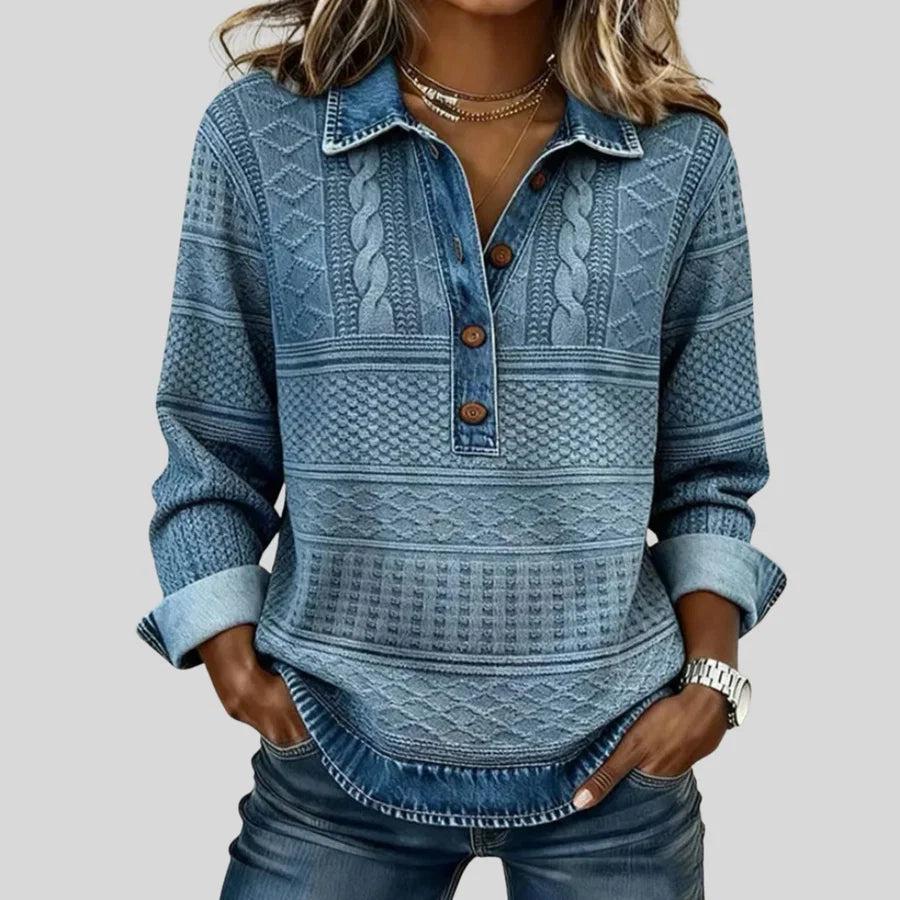 Azalea - Vintage Cable Knit Collared Jumper