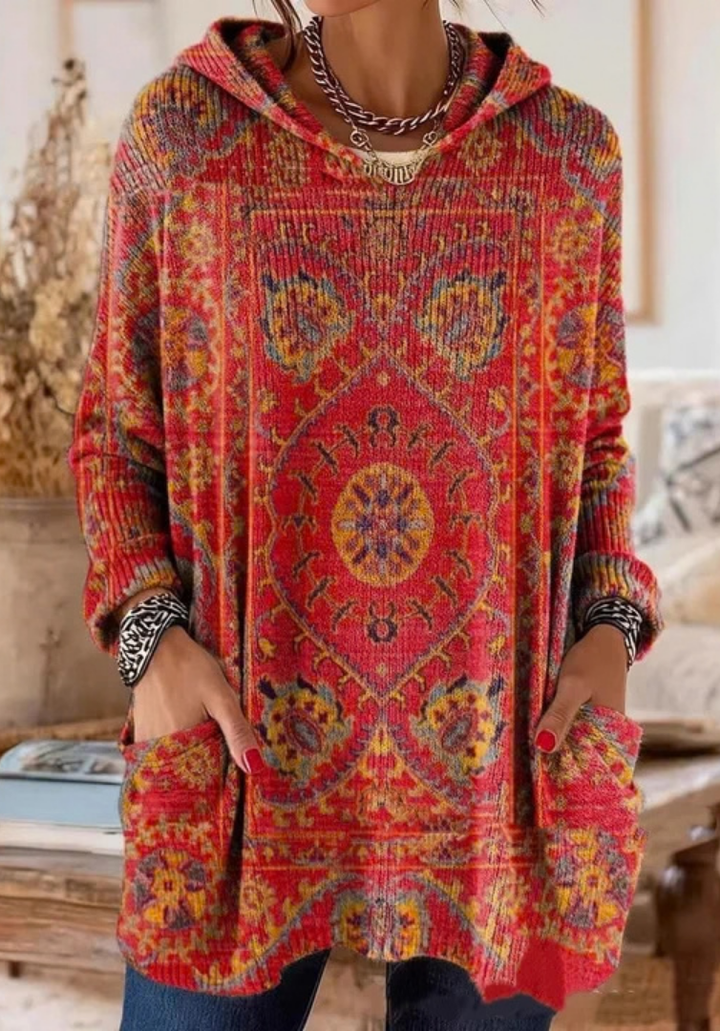 Lizzy | Vintage Floral Print Hooded Sweater