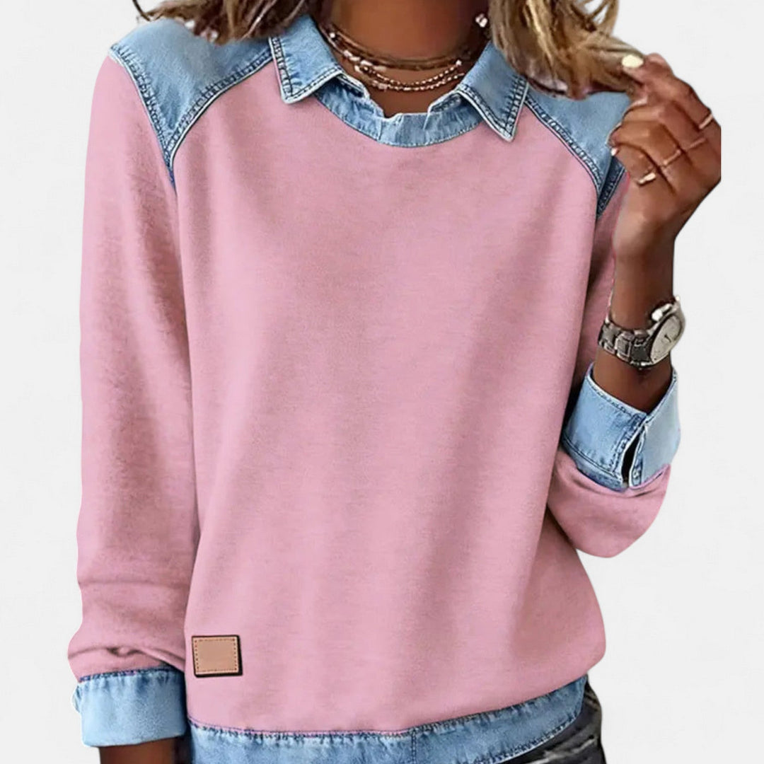 Soraya™ | Denim Trim Casual Sweater