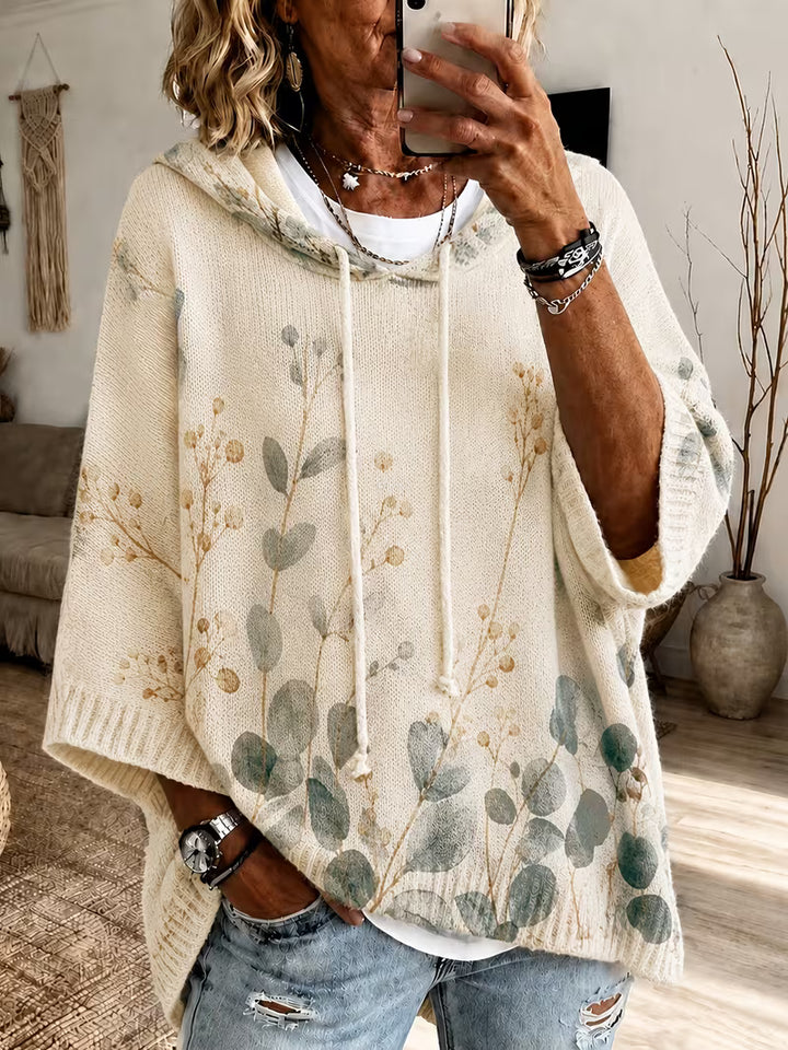 Abigail™ | Vintage Botanical Leaf Hooded Sweater