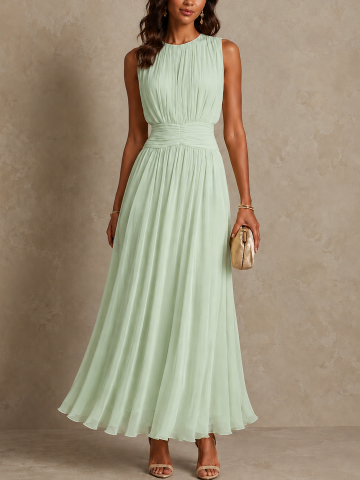 Iselle | Ruched Waist Sleeveless Maxi Dress