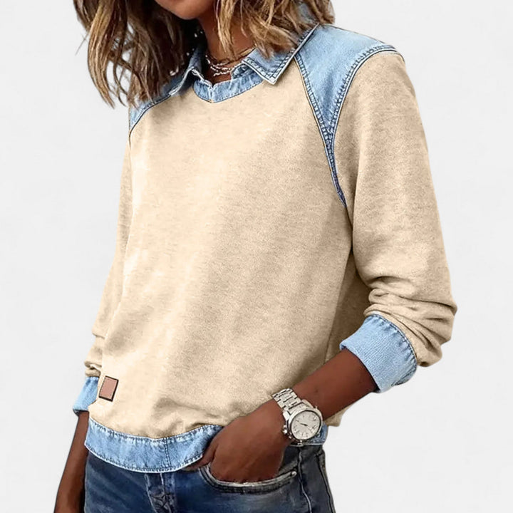 Soraya™ | Denim Trim Casual Sweater