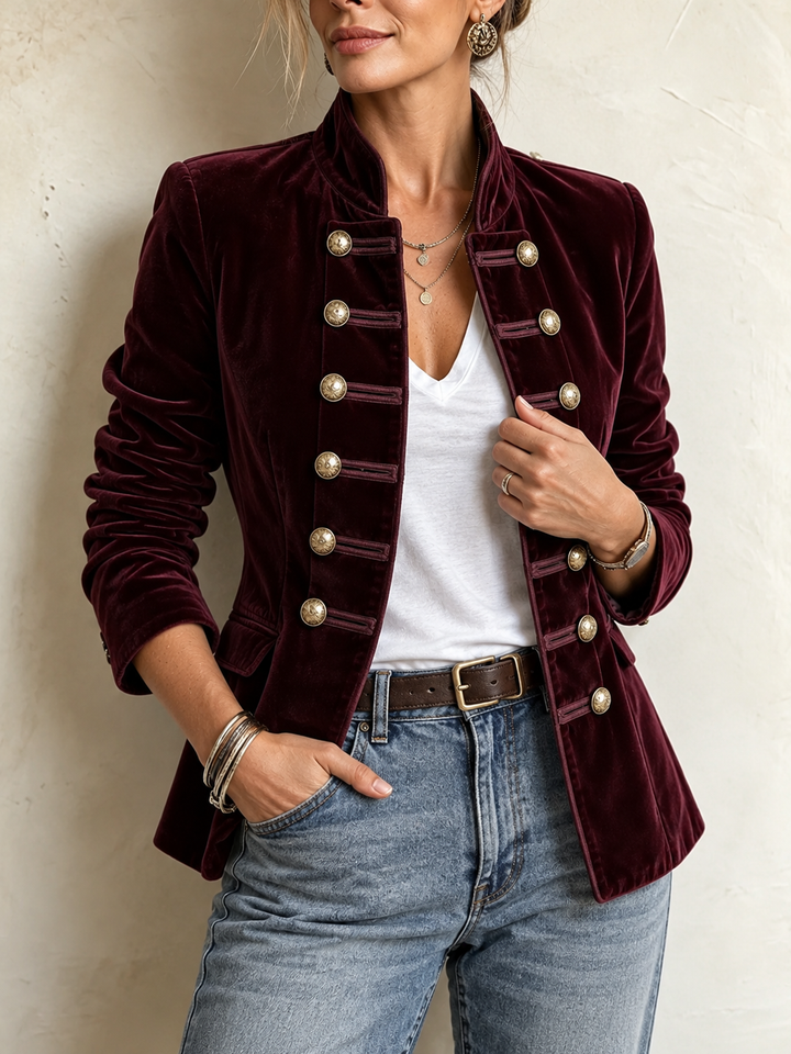 Scarlett™ | Elegant Gold-Button Military Jacket