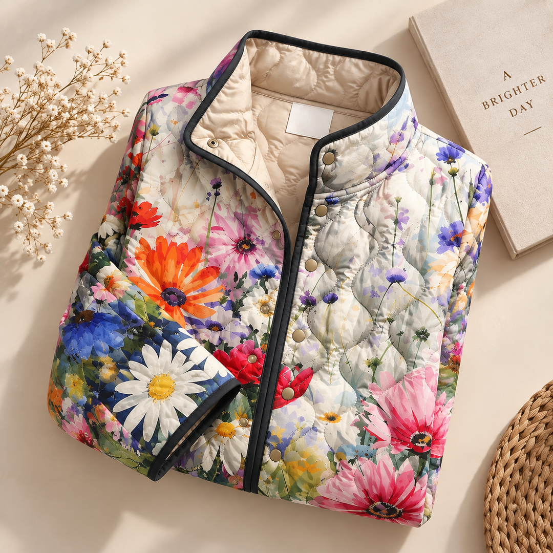 Kaia | Charming Vintage Floral Print Quilted Jacket