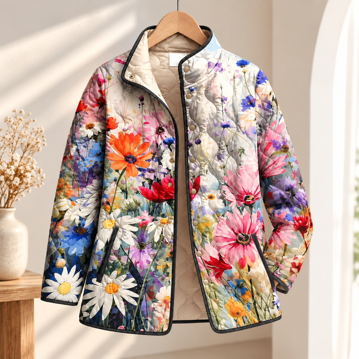 Kaia | Charming Vintage Floral Print Quilted Jacket