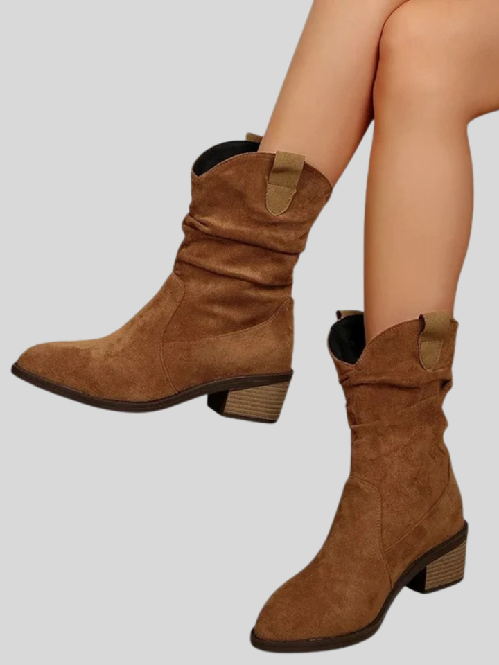 Brittany | Mid-Calf Pull Tab Detail Boots for Women
