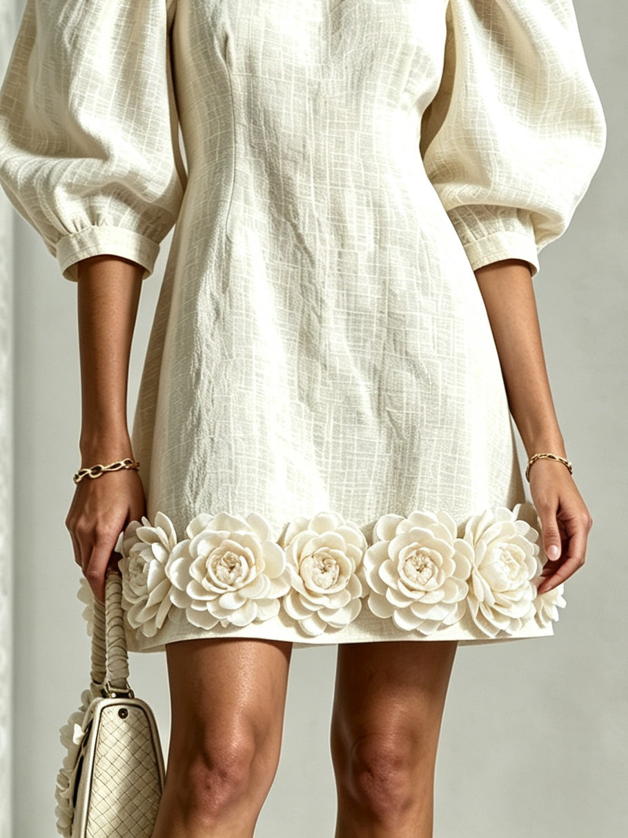 Elaine™ | Chic Puff Sleeve Floral Dress