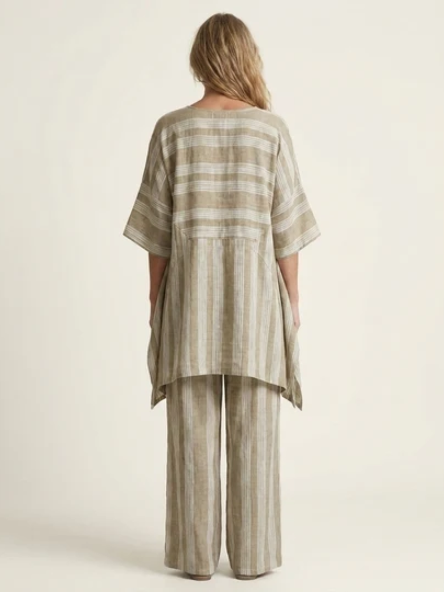 Kiara™ | Two-Piece Striped Cotton-Linen Blend Set