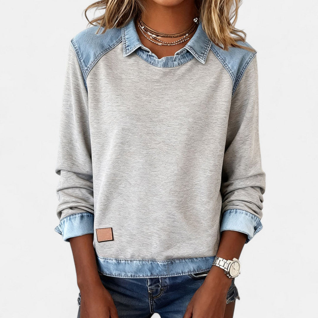 Soraya™ | Denim Trim Casual Sweater
