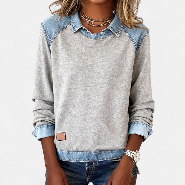 Soraya™ | Denim Trim Casual Sweater
