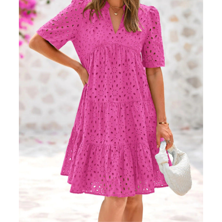 Paige™ | Eyelet Tiered Short Sleeve Dress