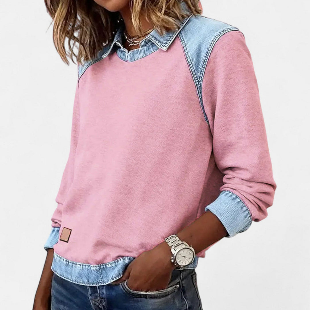 Soraya™ | Denim Trim Casual Sweater