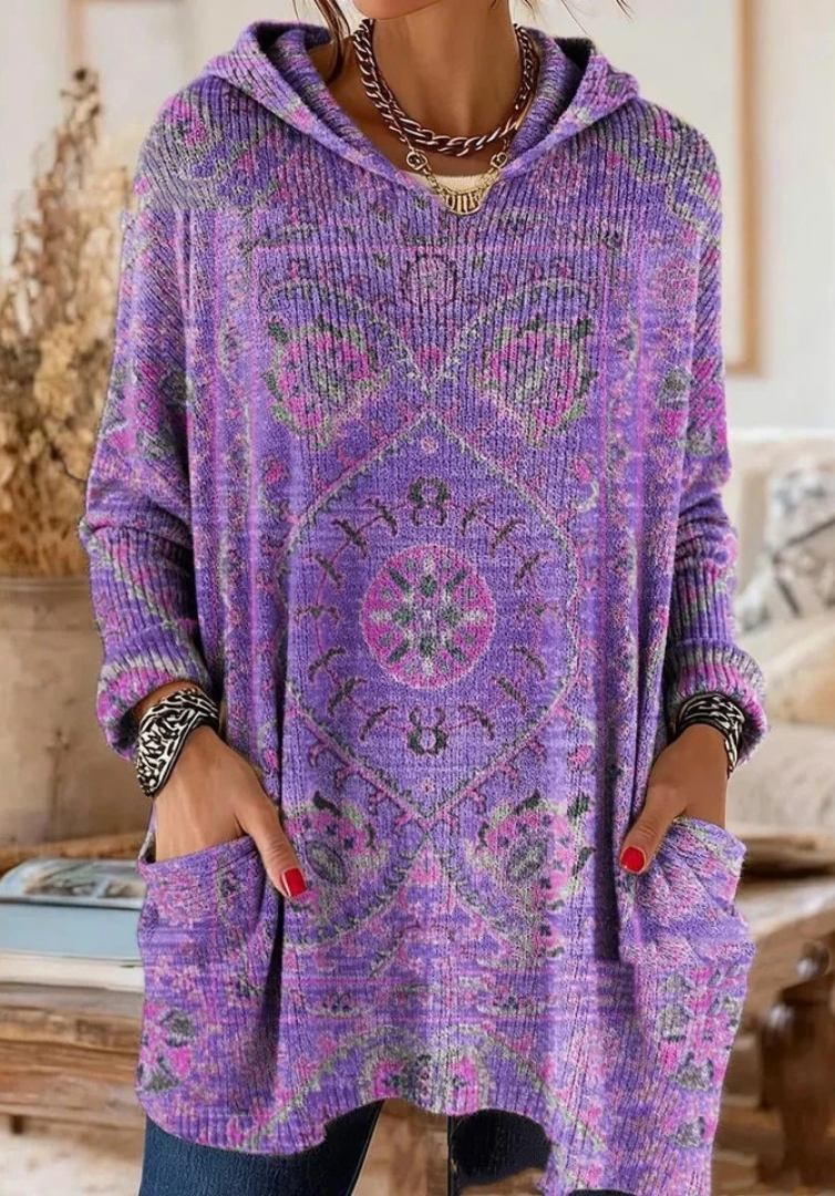 Lizzy | Vintage Floral Print Hooded Sweater