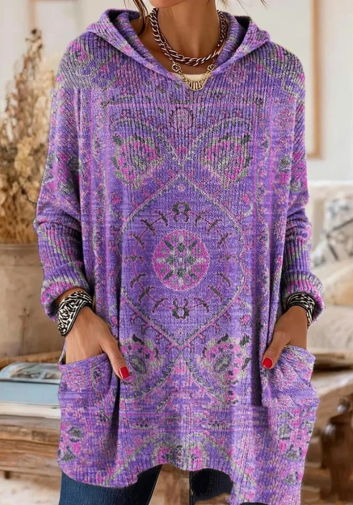 Lizzy | Vintage Floral Print Hooded Sweater