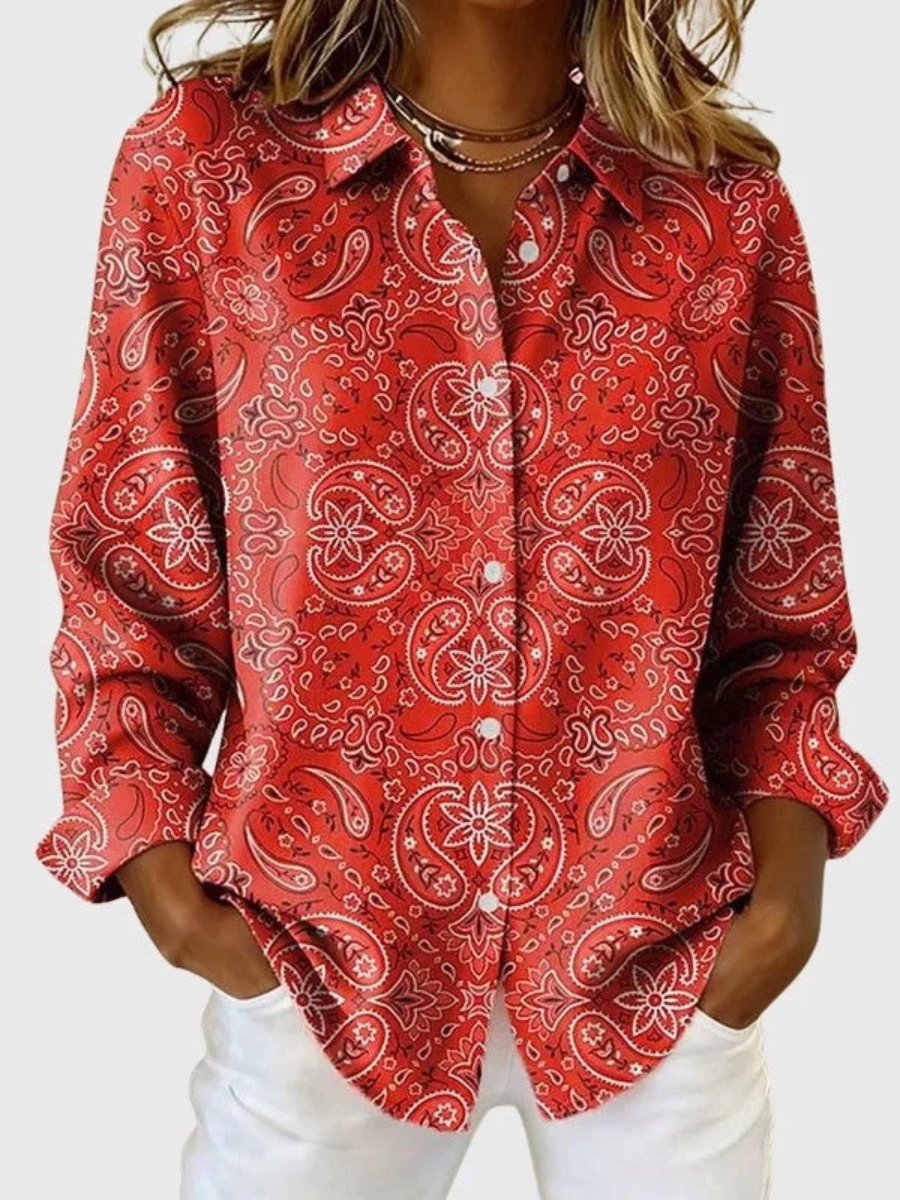 Joanna™ | Paisley Print Button-Up Blouse