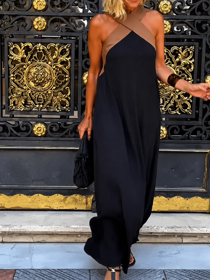 SIENNA | ELEGANT OPEN-BACK DRESS WITH STYLISH CROSSOVER NECKLINE