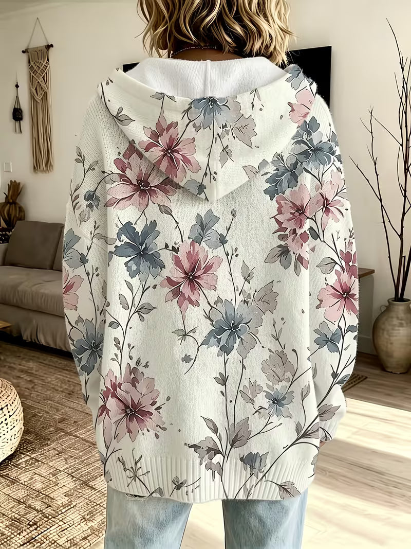 Claire™ | Vintage Pastel Floral Hooded Sweater