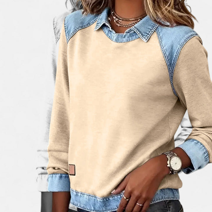 Soraya™ | Denim Trim Casual Sweater