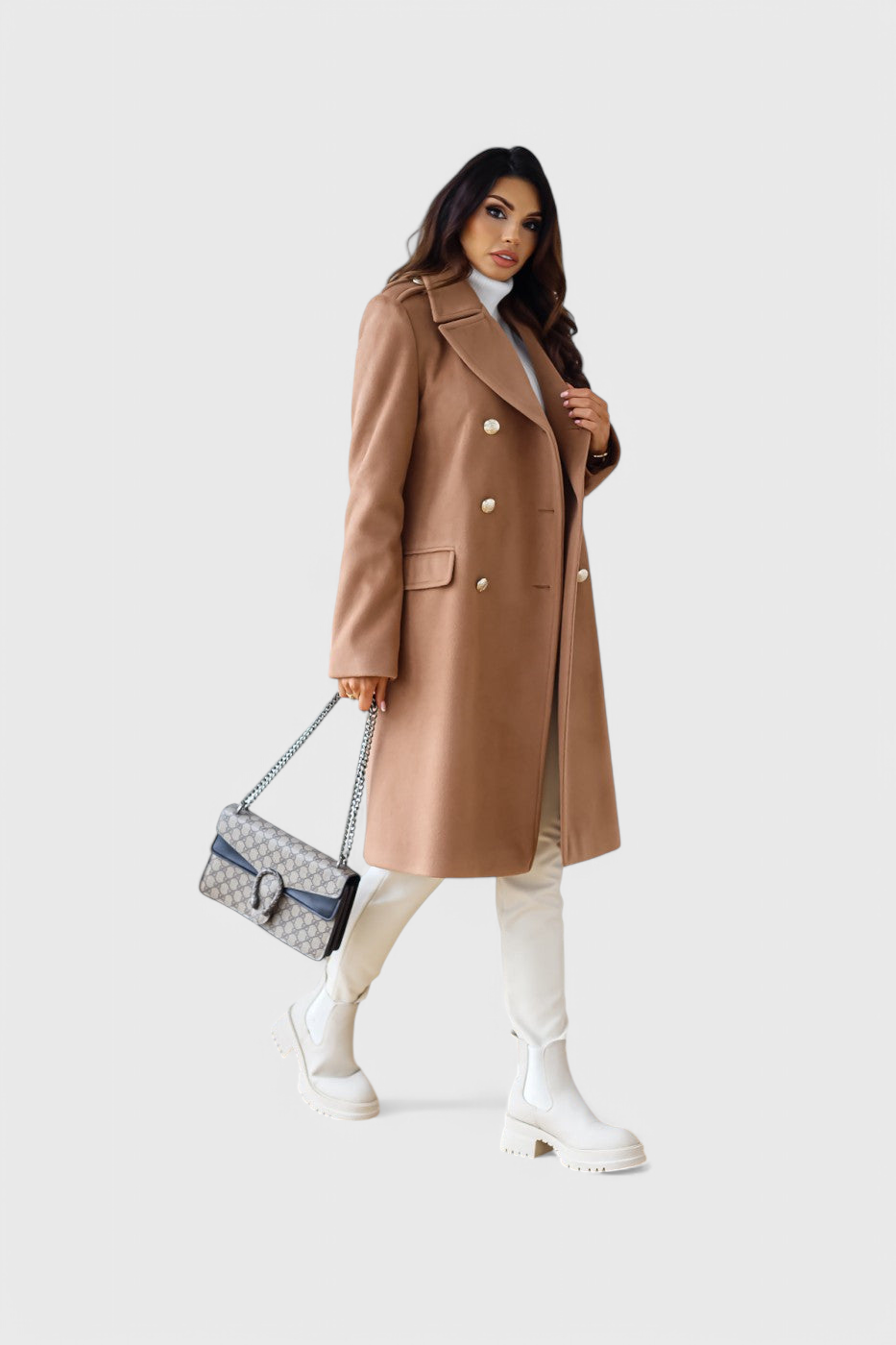 Yara Fitted Double-Breasted Wool Coat