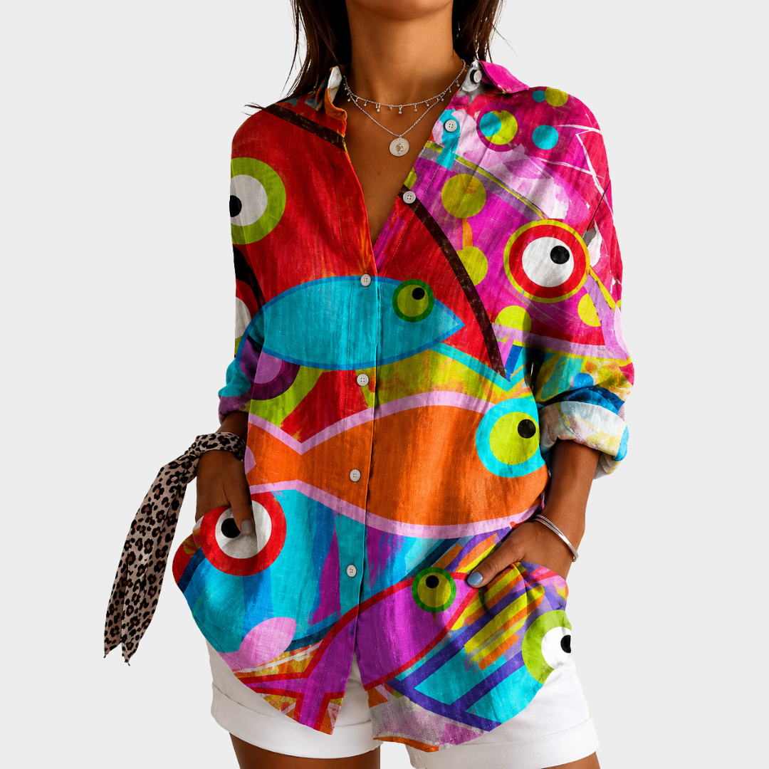 Vibrant Mosaic Art Blouse