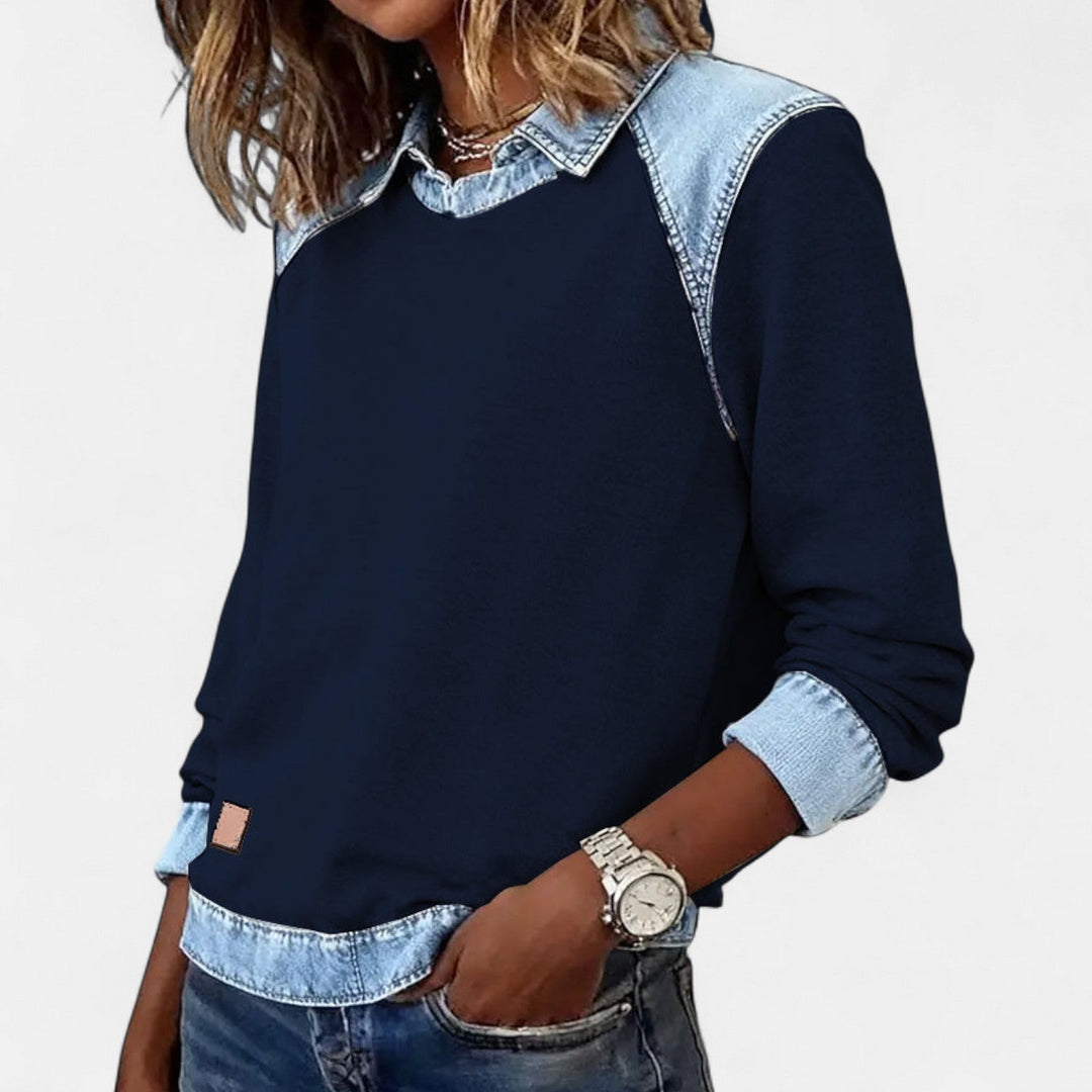 Soraya™ | Denim Trim Casual Sweater