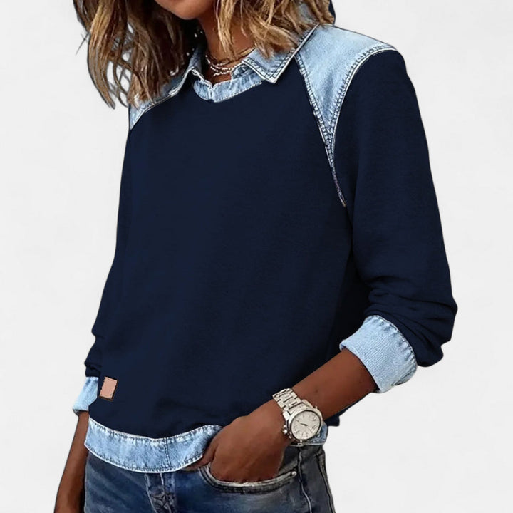 Soraya™ | Denim Trim Casual Sweater