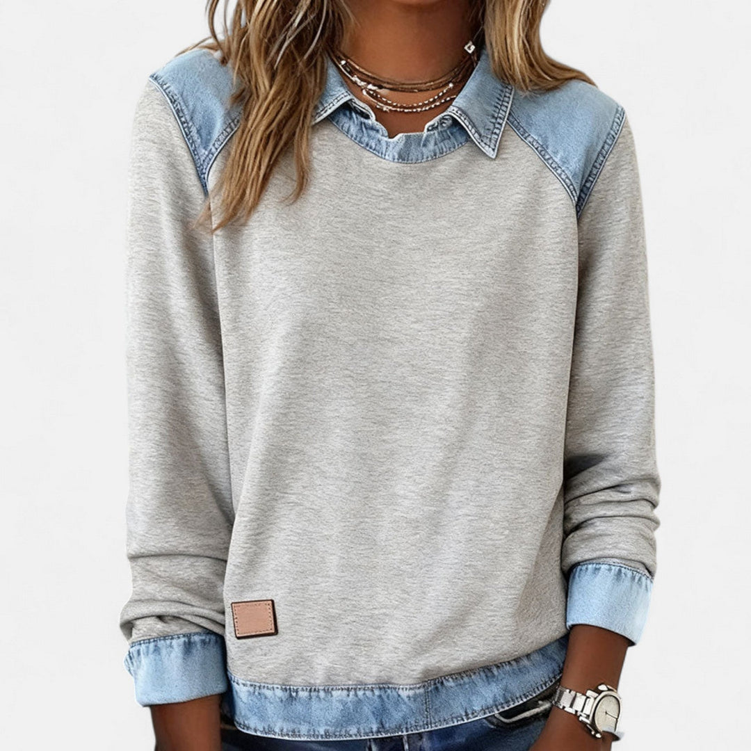 Soraya™ | Denim Trim Casual Sweater