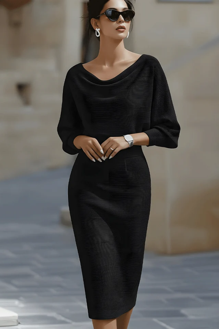 Lydia | Draped Batwing-Sleeve Dress for Women